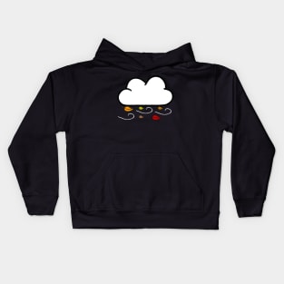 Windy Cloud Pattern With Fall Colored Leaves (Black) Kids Hoodie